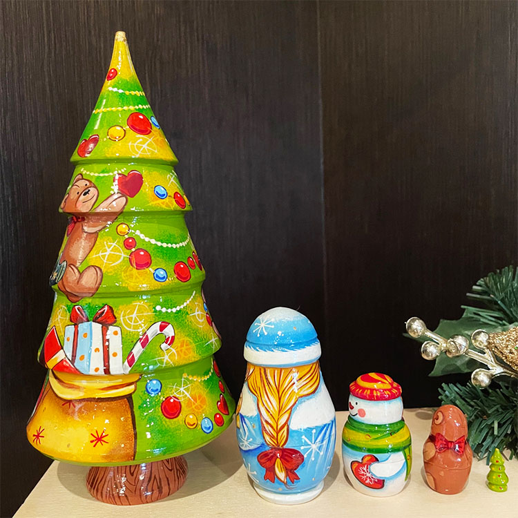 ロシア雑貨店マリンカ / ツリーマトリョーシカ xm038-5p