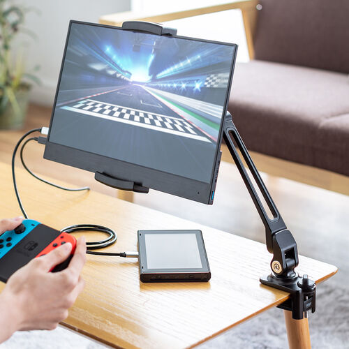 モバイルモニタースタンド クランプ式 15.8インチ 15.6インチ 360度
