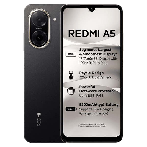 Buy Redmi A5 (3GB RAM, 64GB, Just Black) Online - Croma