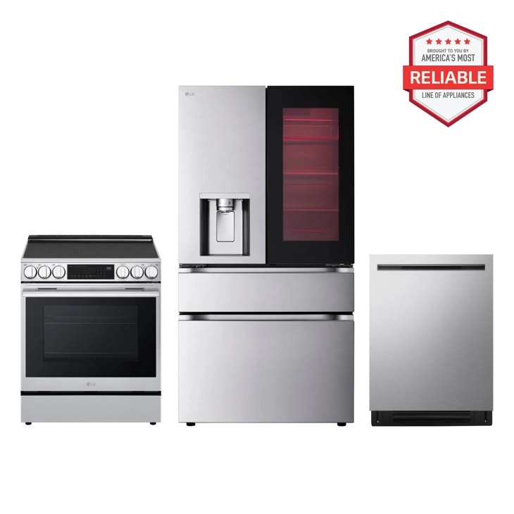 29 cu. ft. InstaView Refrigerator, Electric Range & Dishwasher