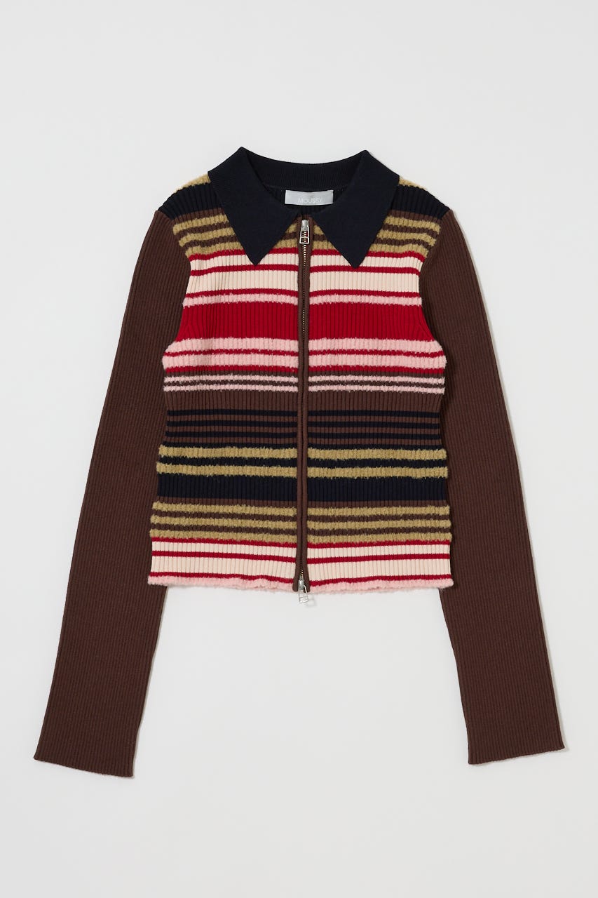 MOUSSY | STRIPE ZIP UP KNIT シャツ (シャツ・ブラウス ) |SHEL'TTER