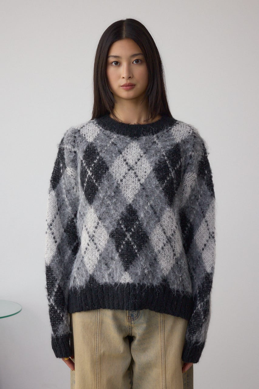 AZUL BY MOUSSY | アーガイルシャギーニット (ニット ) |SHEL'TTER