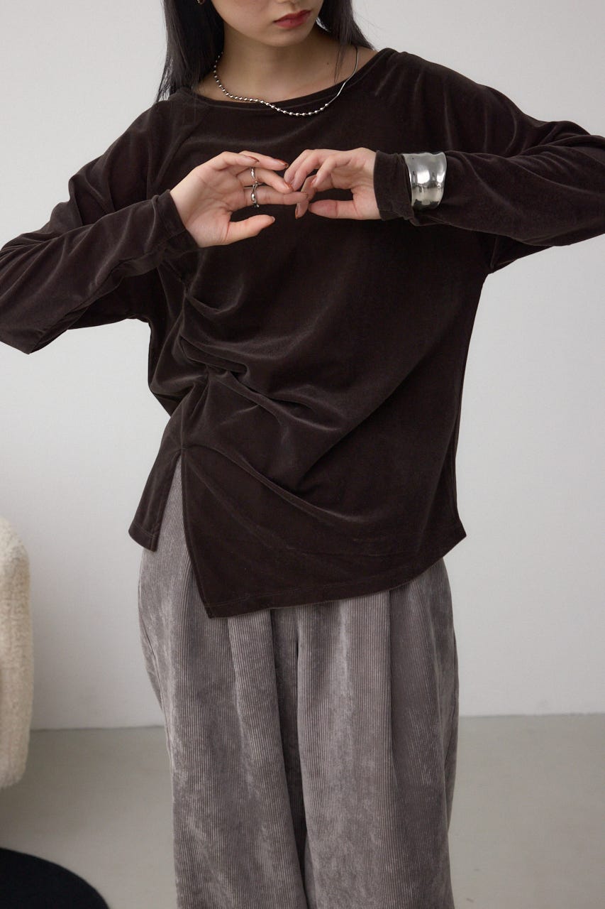 AZUL BY MOUSSY | ベロアアシメカットトップス (Tシャツ・カットソー