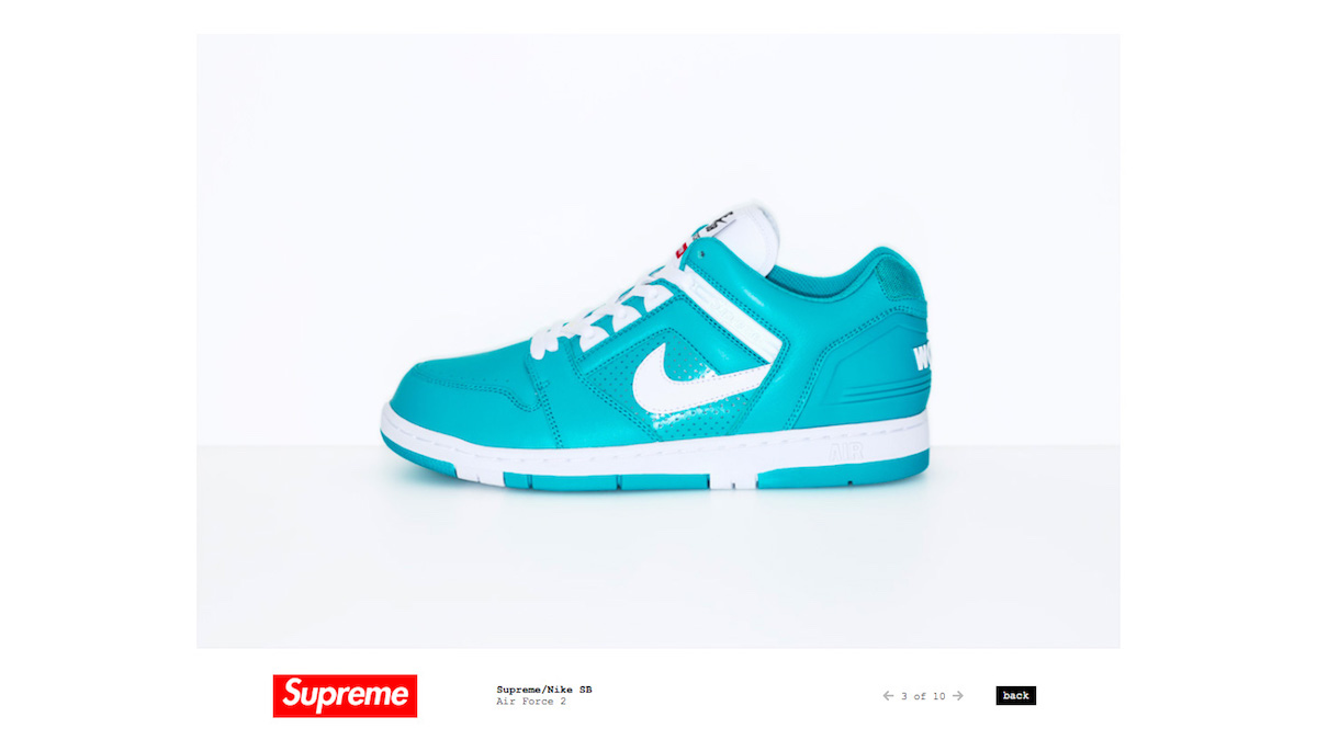 シュプリーム」と「ナイキ SB」のコラボ“エア フォース 2”はド派手な4