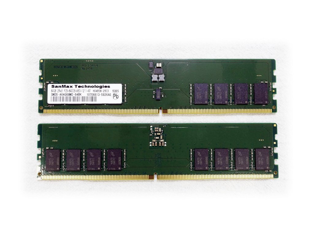 SanMax SMD5-A128G68M-64B-D「Micron DRAM」 SanMax DDR5 CU 288pin CU
