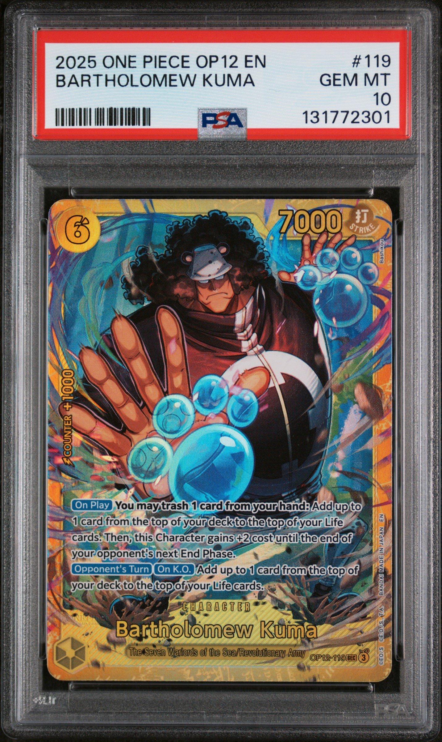2025 One Piece Op12-legacy Of The Master 119 Bartholomew Kuma PSA