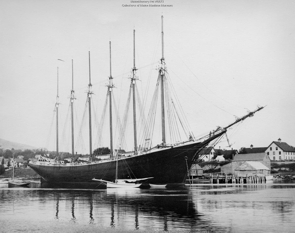 Six-mast schooner GEORGE W. WELLS, Camden, 1900 - Maine Memory Network