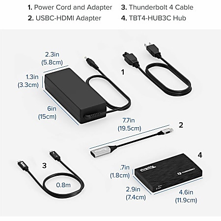 Plugable Thunderbolt 4 Hub 4 in 1 Pure USB C Design Includes USB C