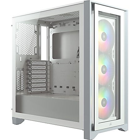 Corsair iCUE 4000X RGB Tempered Glass Mid Tower ATX Case White Mid