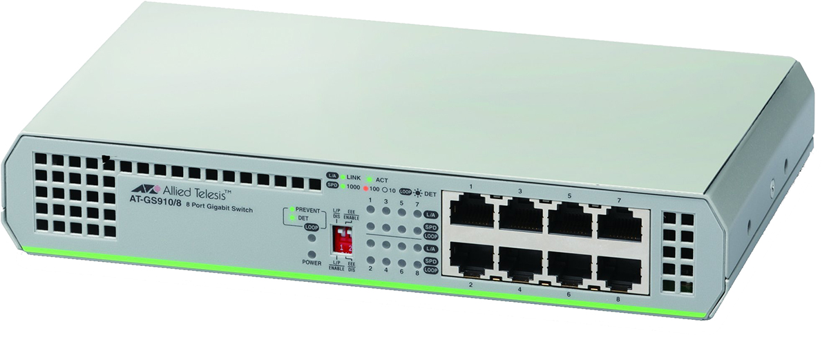 AT-GS910/8-30 | Allied Telesis GS910, GS910/8, Unmanaged 8 Port