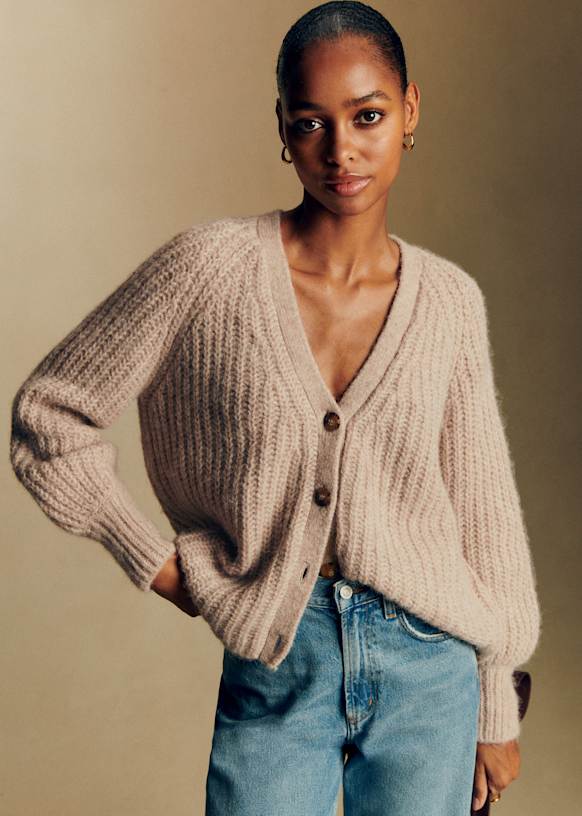 Basile Cardigan - Light Pearl Grey - Alpaca - Sézane