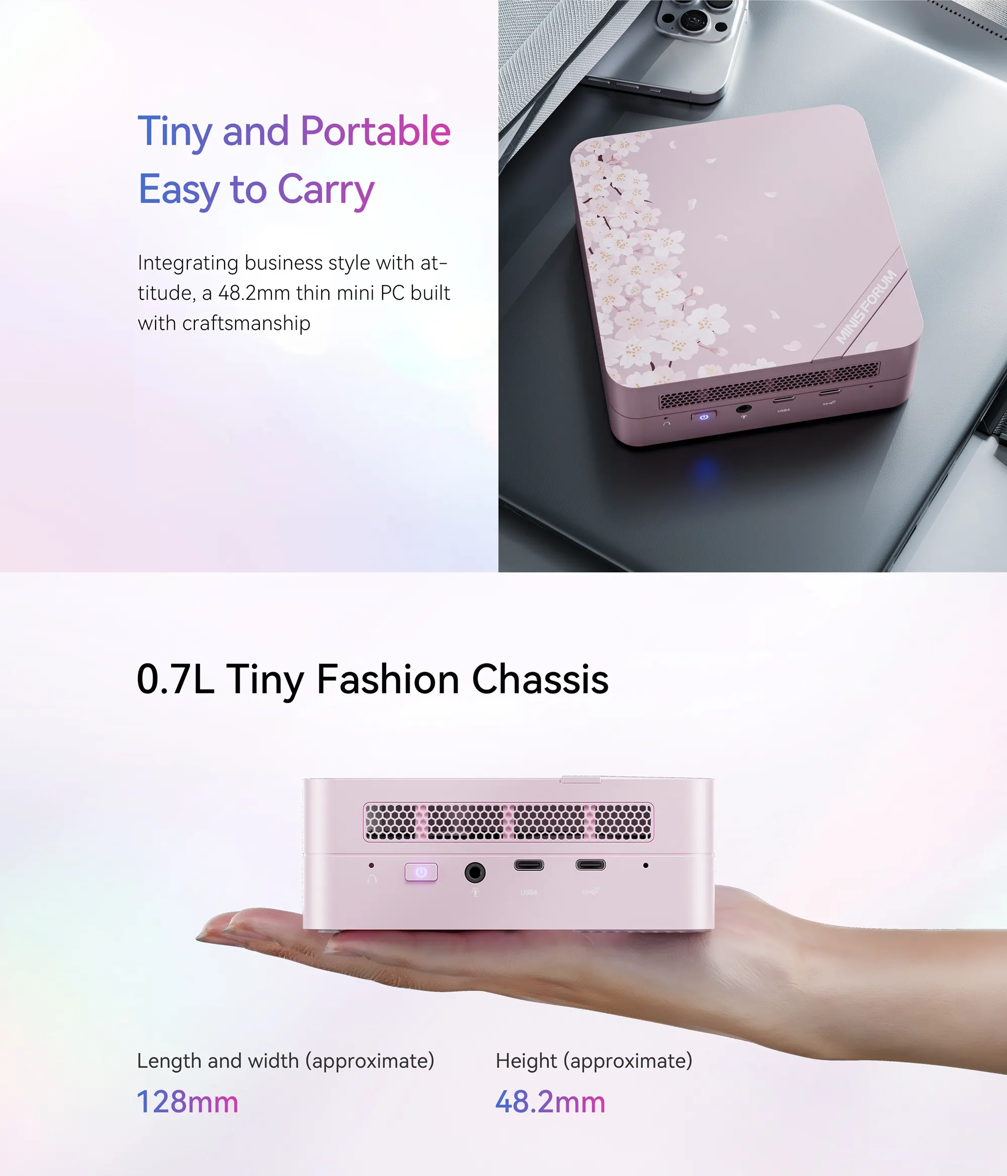 Minisforum UM773 SE Sakura Edition AMD Ryzen™ 7 7735HS – Mini pcs