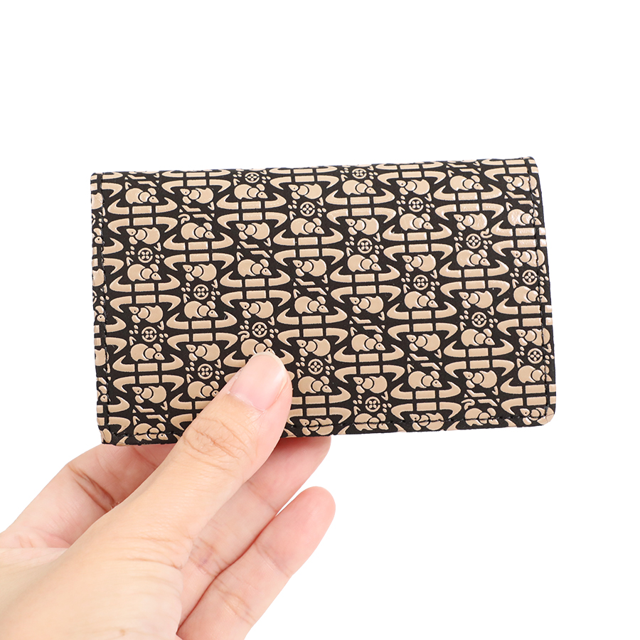 印傳屋 上原勇七＞甲州印傳 印傳屋上原勇七 名刺入れ 黒×白 一番ねずみ