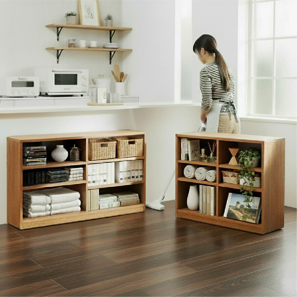 隠しキャスター付きオープンラック 幅150cm 奥行40cm 高さ70cm cr-154