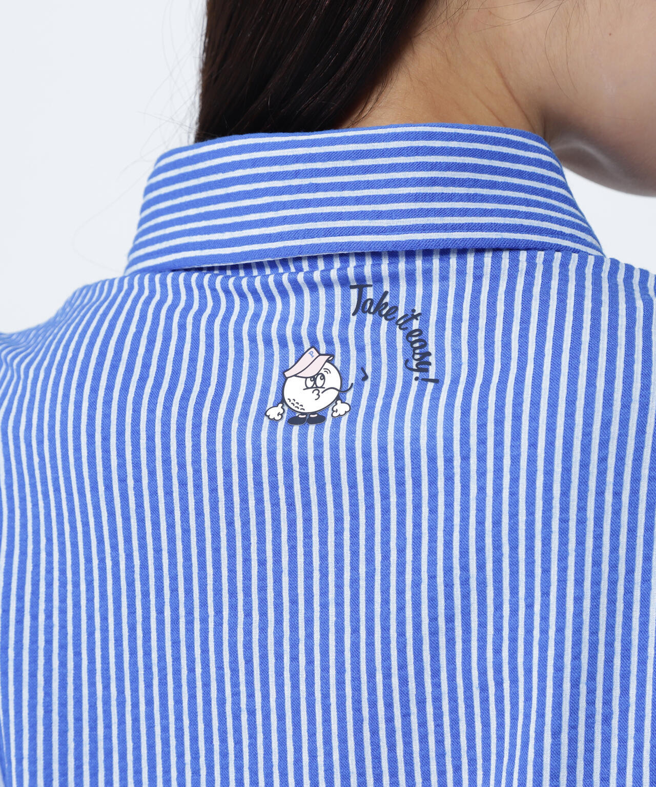 カチオンストライプサッカーフレンチスリーブ風ポロシャツ | PEARLY