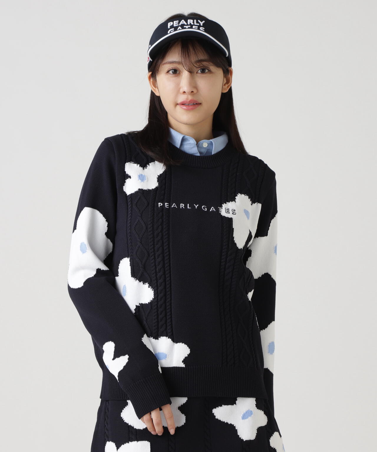 アラン柄×インターシャ クルーネックニットプルオーバー ＜ランダム