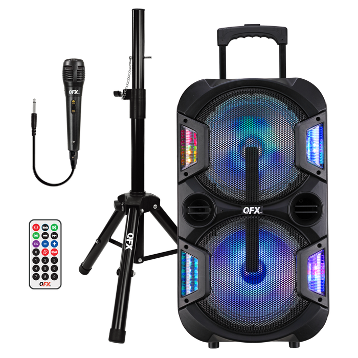 PBX-2101BLK QFX Dual 10-Inch Bluetooth Rechargeable Speaker W