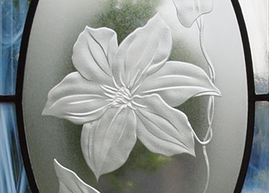 てっせん（MK33-3）エッチングガラス（ガラス彫刻） - ステンドグラス