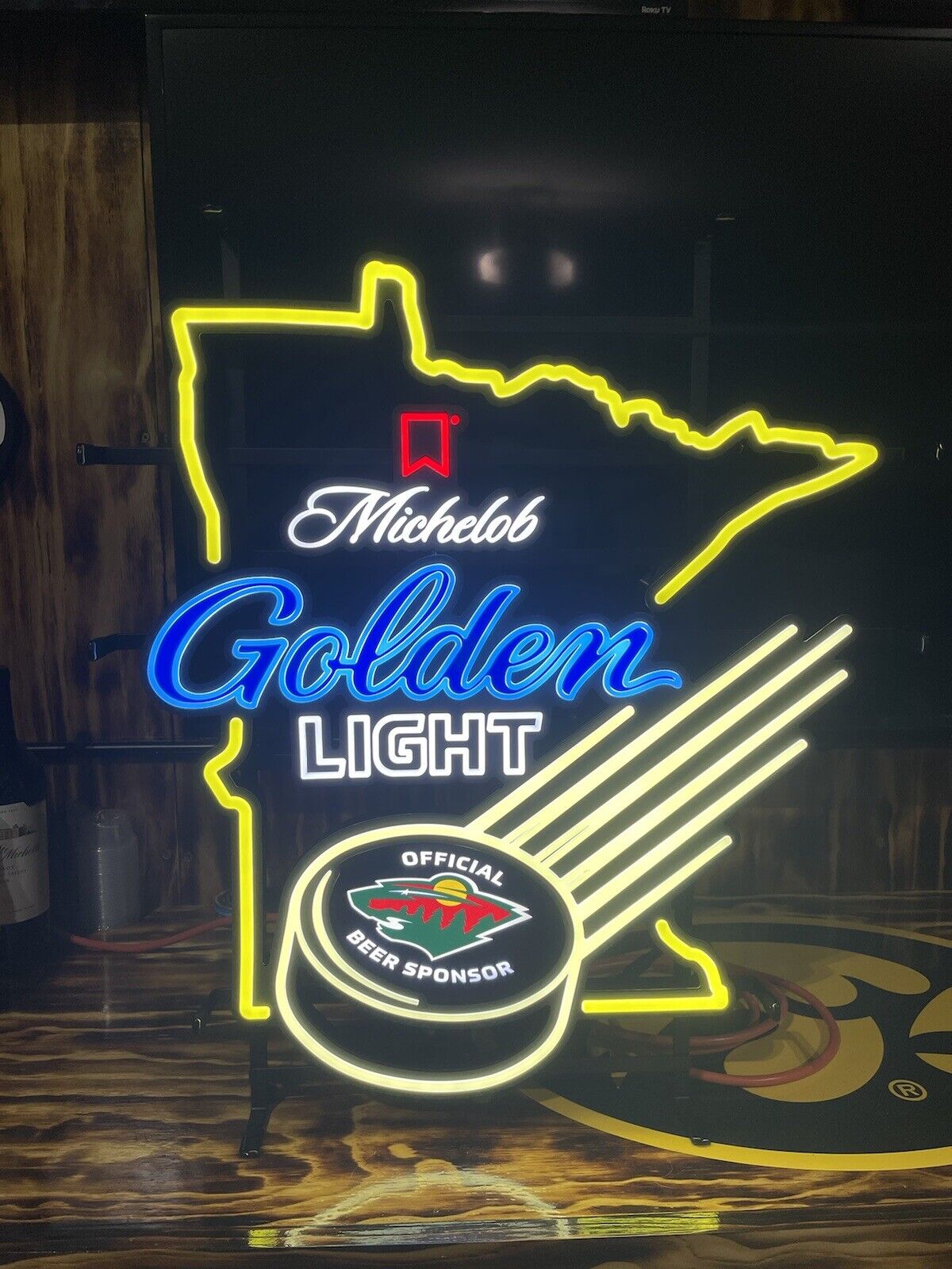 Michelob Golden Light Beer Minnesota Wild Faux LED Neon Sign Light
