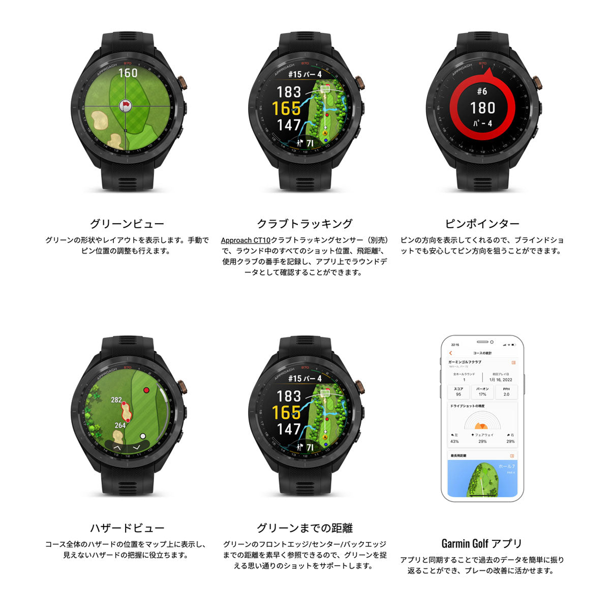 ガーミン GARMIN Approach S70 アプローチ S70 47mm ブラック ブロンズ