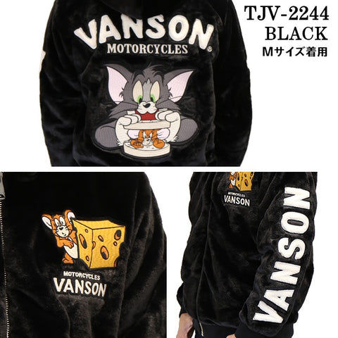 ファーZIPジャケット VANSON×TOM&JERRY トムジェリ オールドトム tjv-2244