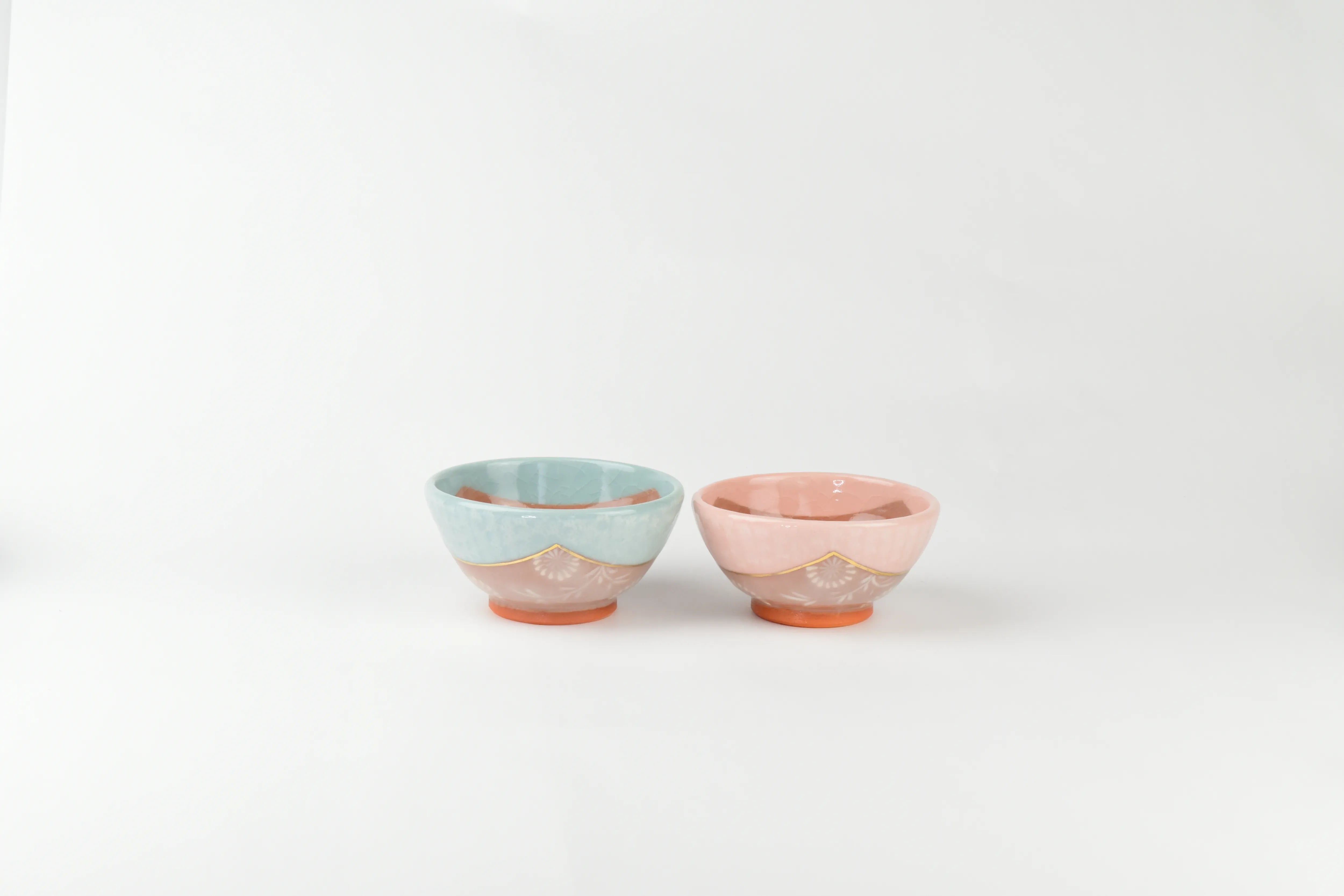 京焼 清水焼 釉彩三島詰唐草 夫婦茶碗 | ギフトショップ Nihon Miyabi