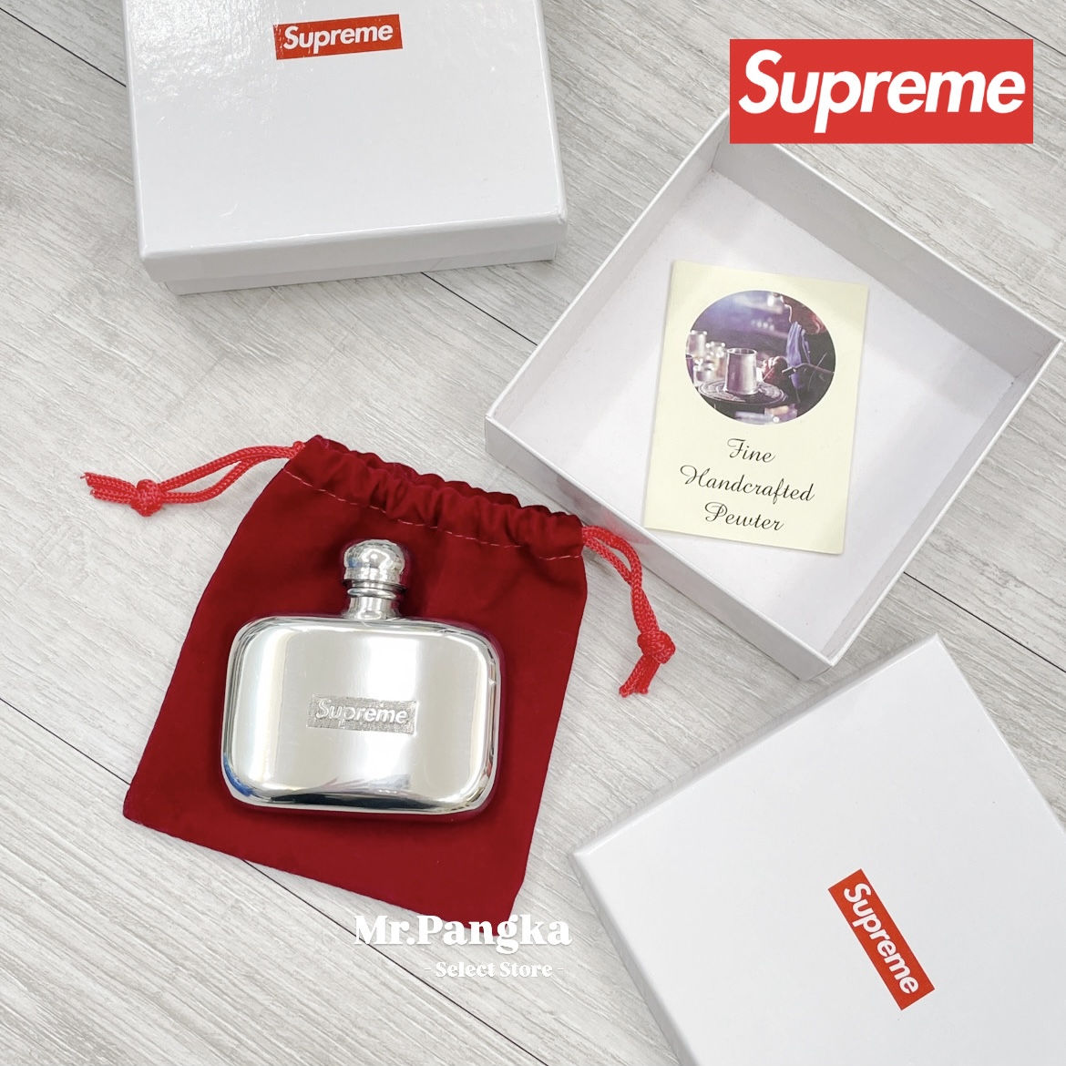 𝐌𝐫.𝐏𝐚𝐧𝐠𝐤𝐚©現貨❤️SUPREME PEWTER MINI FLASK 迷你酒壺銀色酒