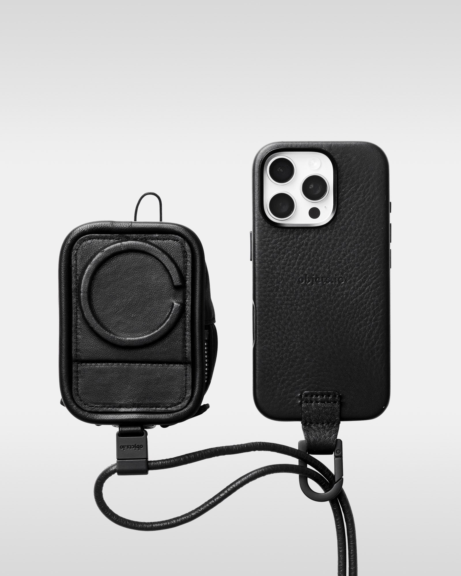 iPhone 17 / 16 / 15対応 レザーケースセット｜着脱ストラップ付き