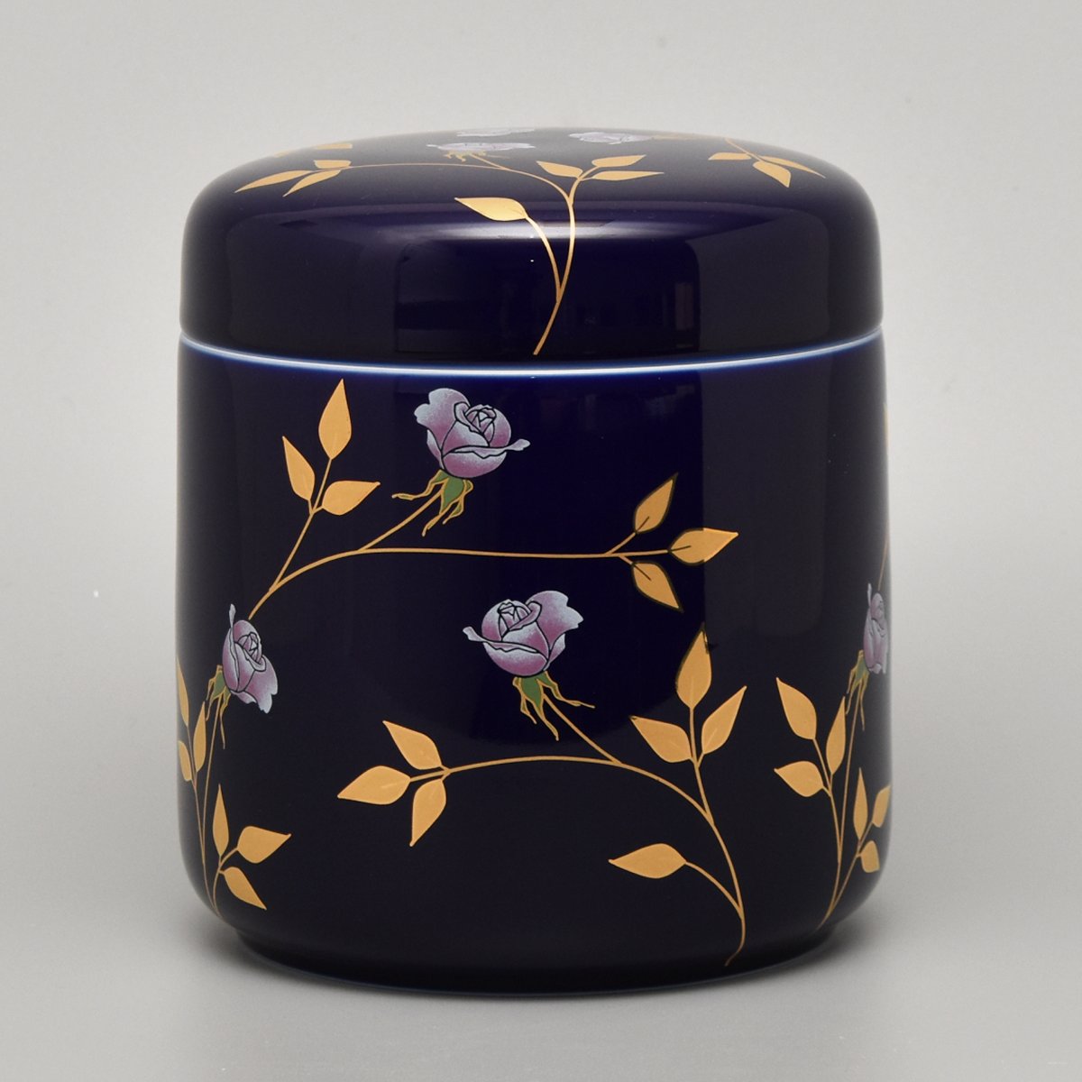 ルリ薔薇）筒型5寸骨壺|有田焼の老舗-香蘭社オンラインショップ