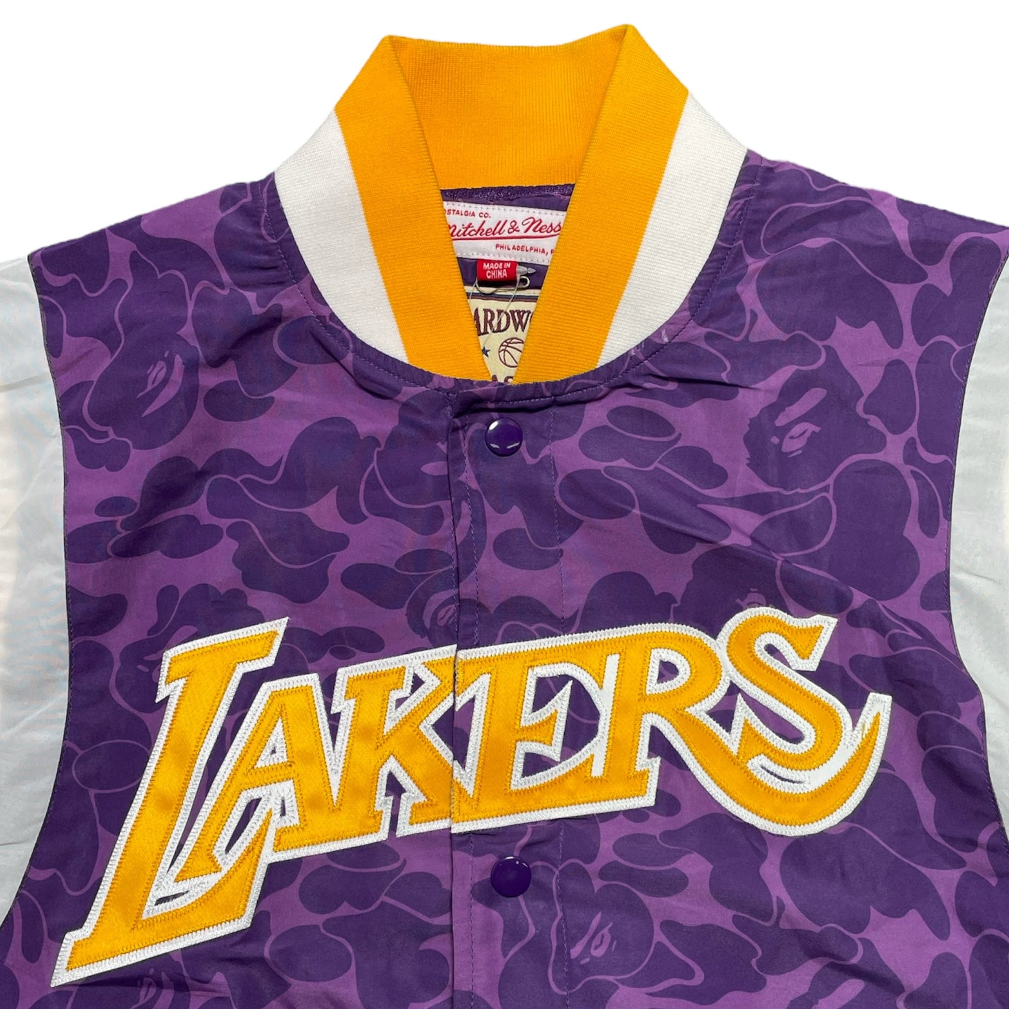 BAPE x Mitchell & Ness Lakers Warm Up Jacket Purple