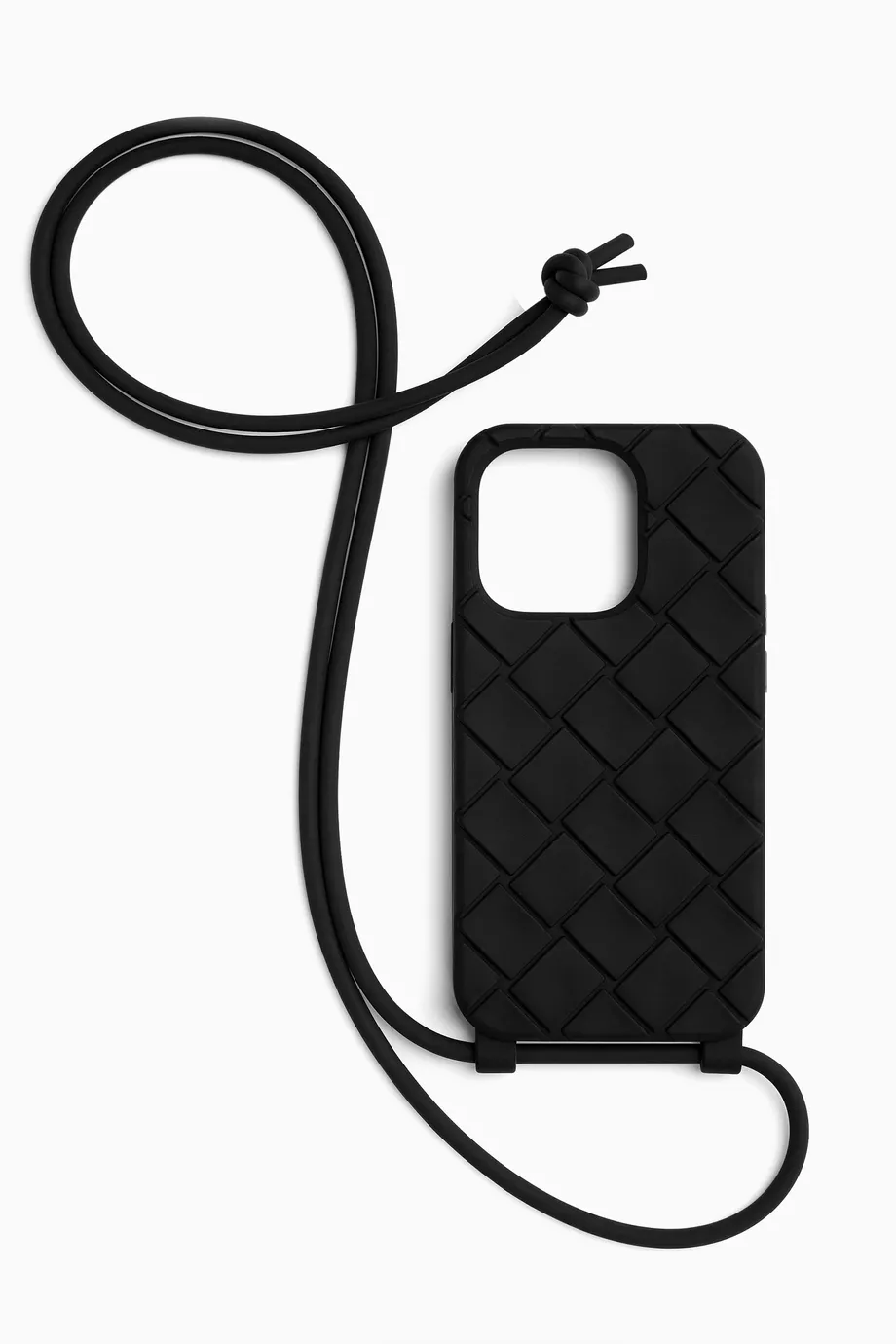 Buy Bottega Veneta Black iPhone 15 Pro Case and Strap in Rubber