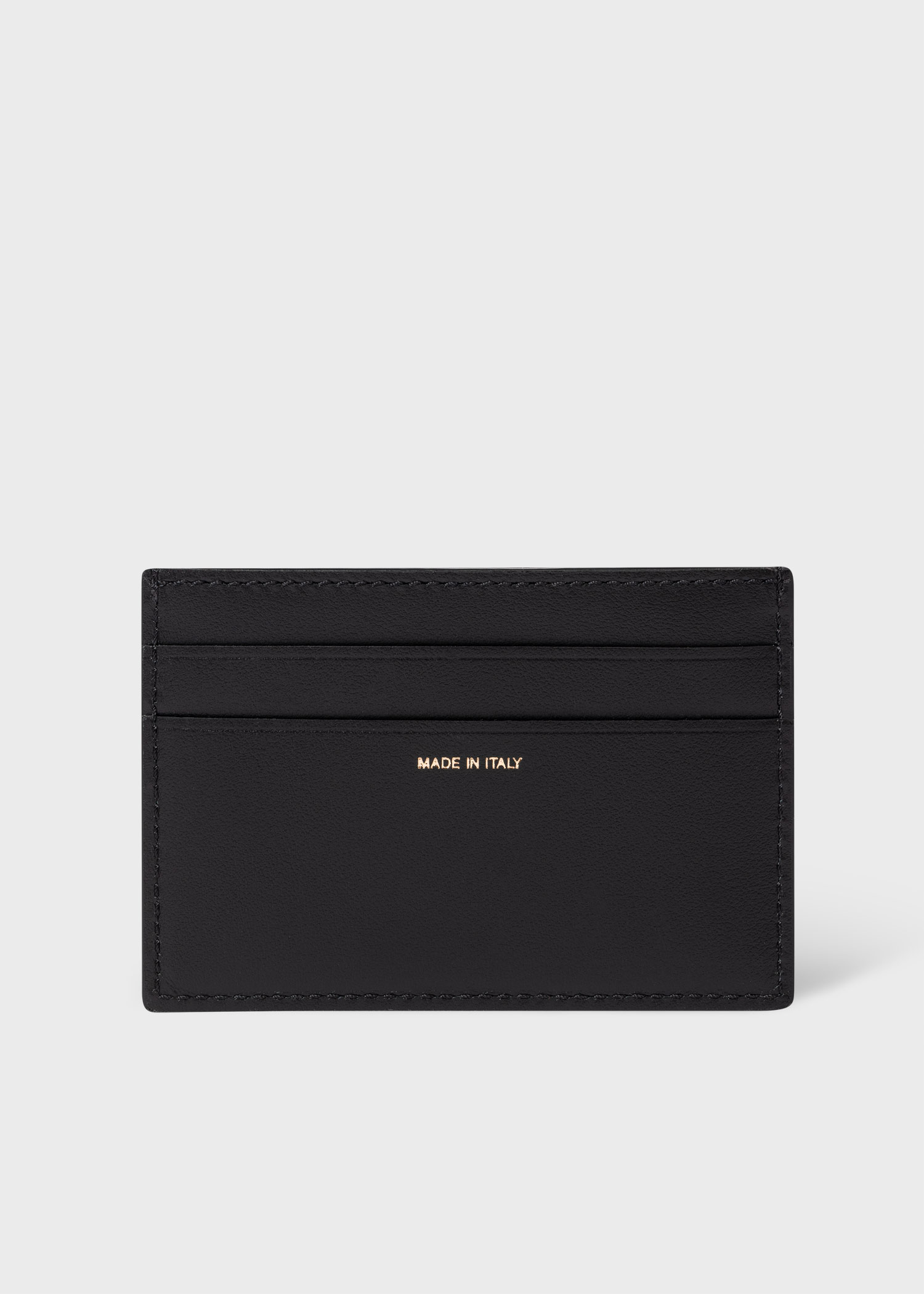 Black Leather 'Signature Stripe Block' Credit Card Holder