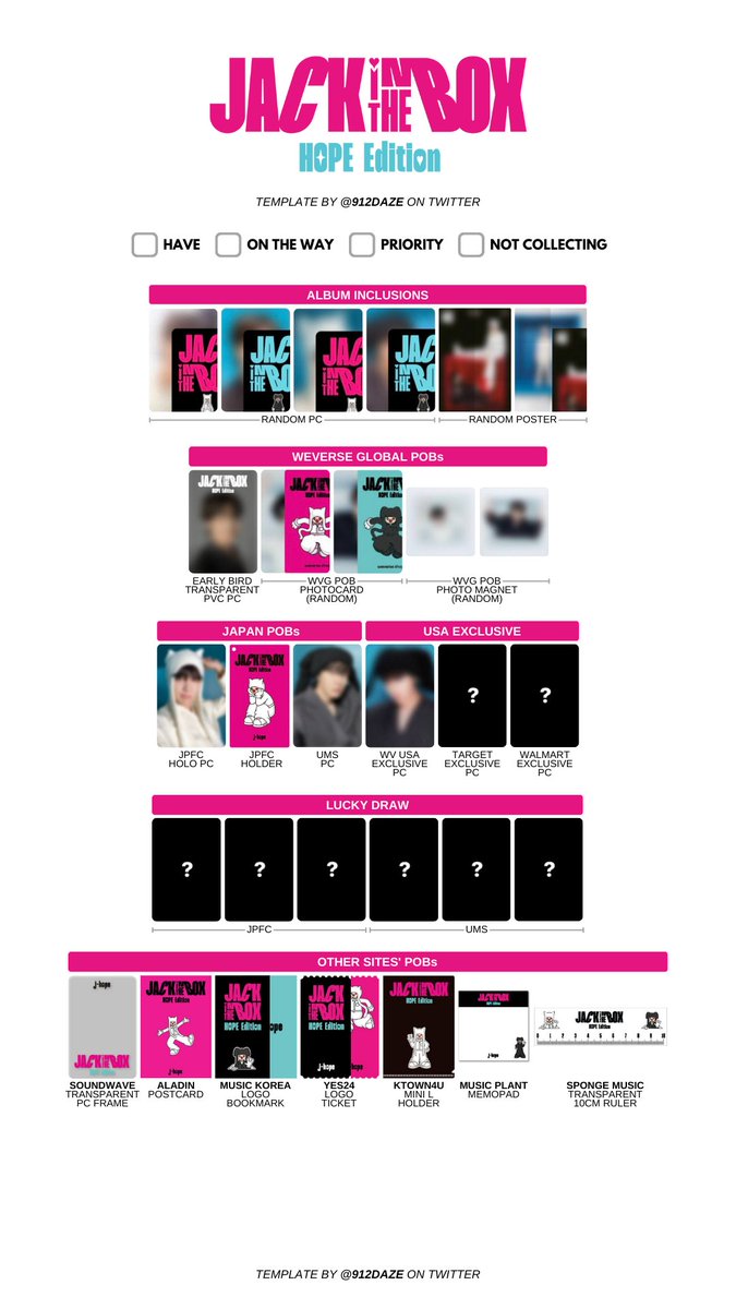 BTS J-HOPE HOBI JACK IN THE BOX PC PHOTOCARD WISHLIST TEMPLATES