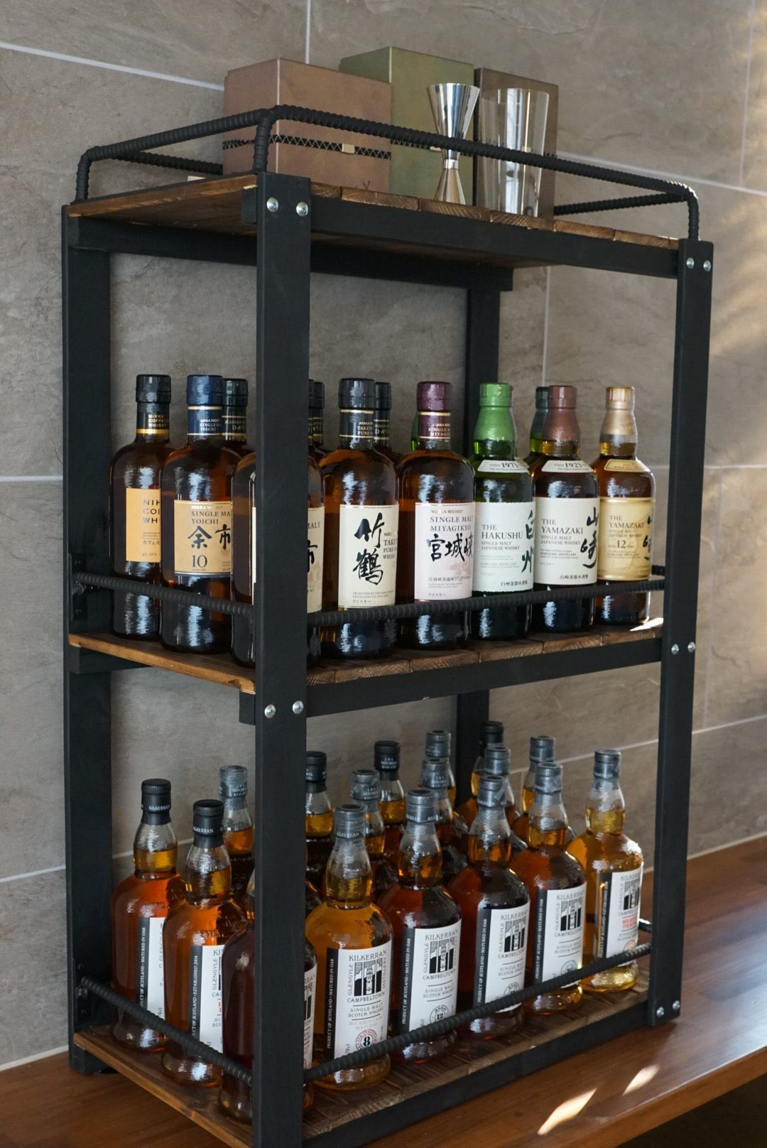 ウイスキーラック サイドバーワゴンタイプ 男前インテリア 1010