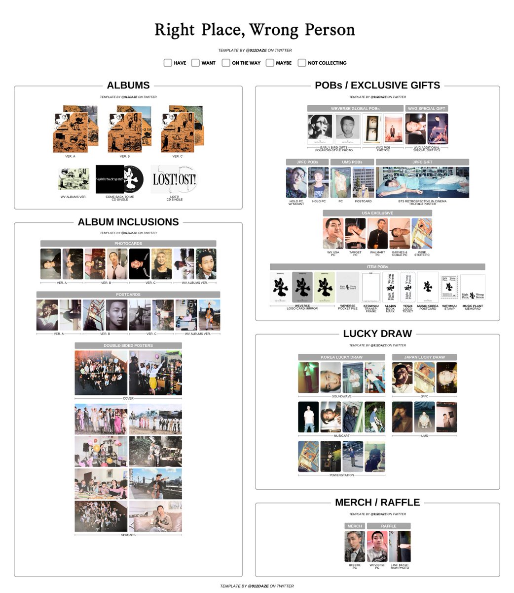 BTS RM NAMJOON SOLO ALBUM RIGHT PLACE WRONG PERSON PHOTOCARD