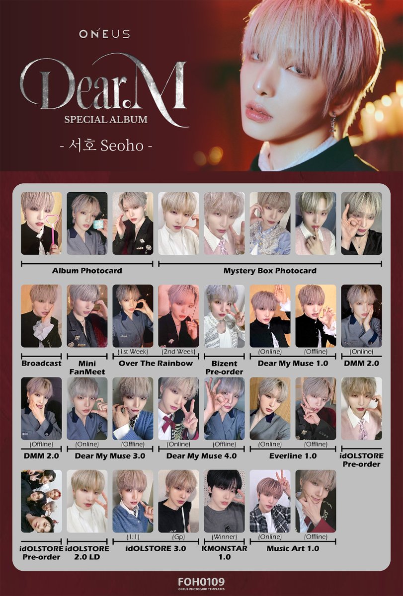 ONEUS Photocard Template Special Album - Dear.M Member Individual