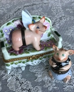 リモージュボックス フランス製 可愛いバスケット型の小物入れ！カップ