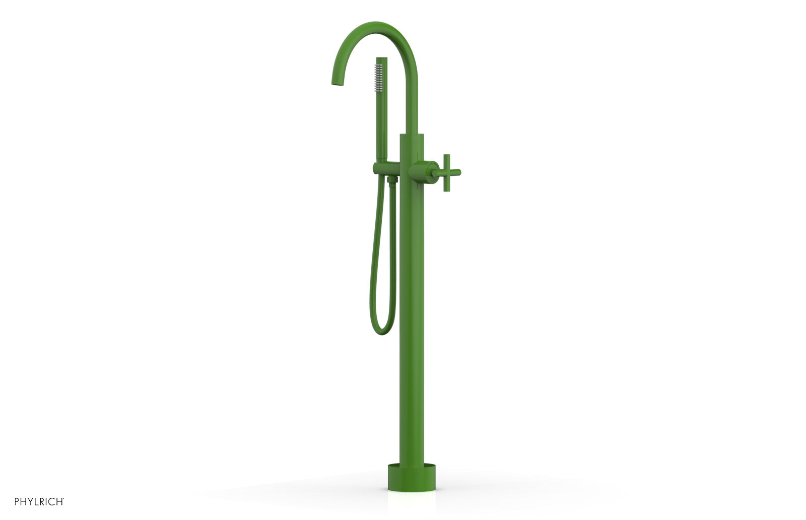 TRANSITION Tall Floor Mount Tub Filler - Cross Handle with Hand