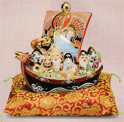 九谷焼の開運縁起七福神宝船 特価通販 ＜ 【山口陶器店】縁起置物や