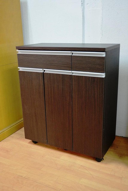 ニトリ 3分別ペールカウンター ロモ ダークブラウン キャスター付