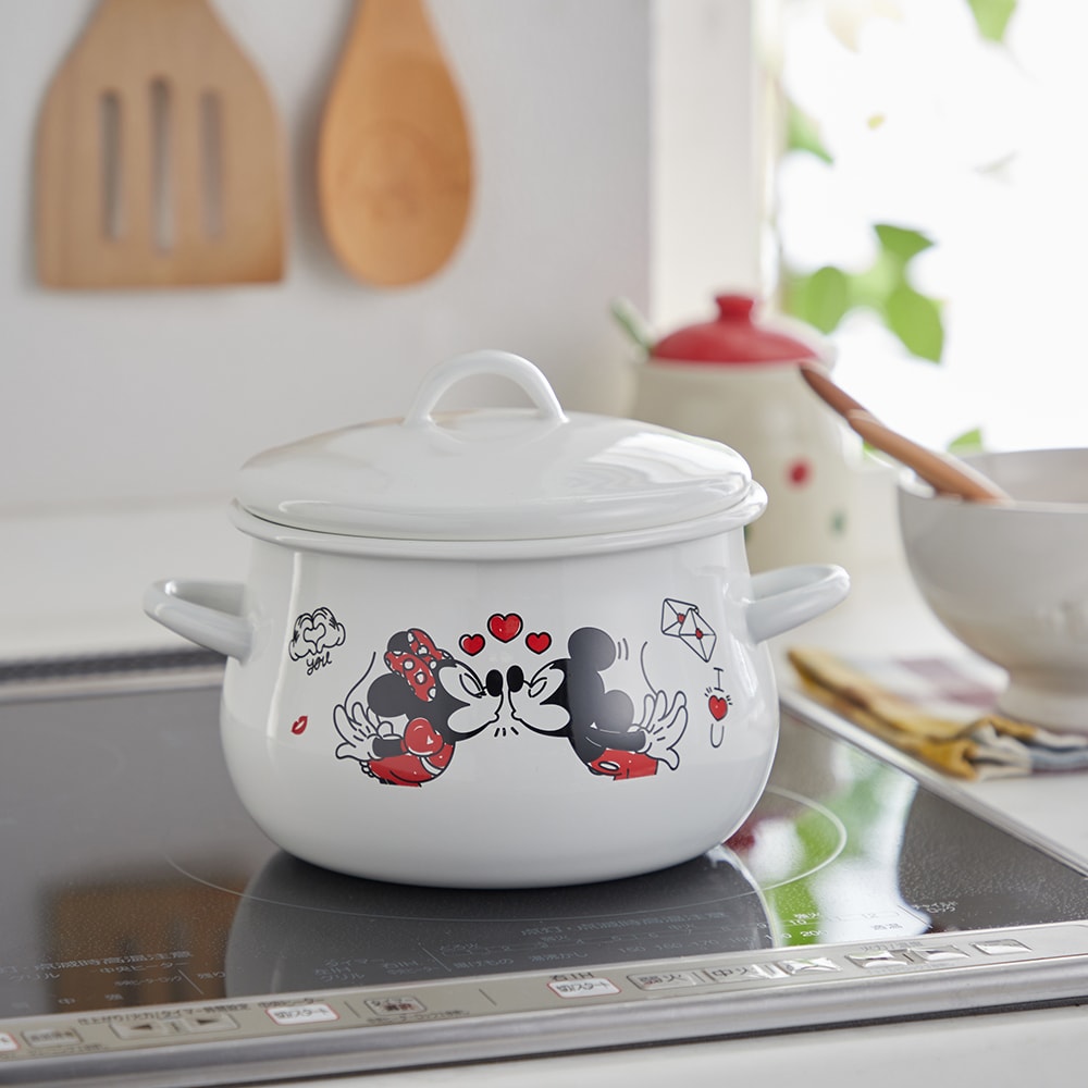 ホーローの両手鍋（16cm）「ミッキー＆ミニー」(ディズニー/Disney
