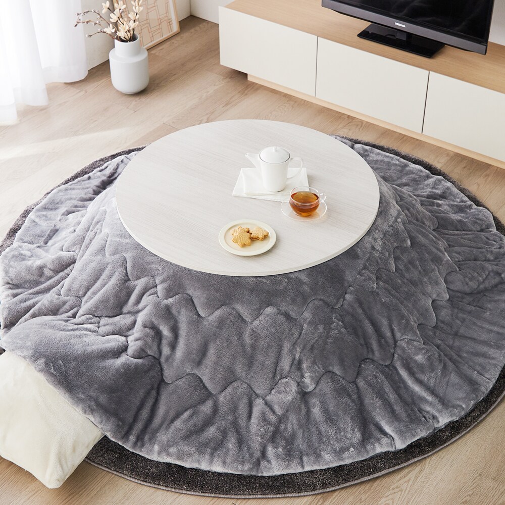 リバーシブル天板の円形こたつテーブルセット ＜こたつテーブル＋布団