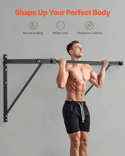 VEVOR Pull Up Bar, 50 in Width Wall Mounted Pull Ups, Adjustable