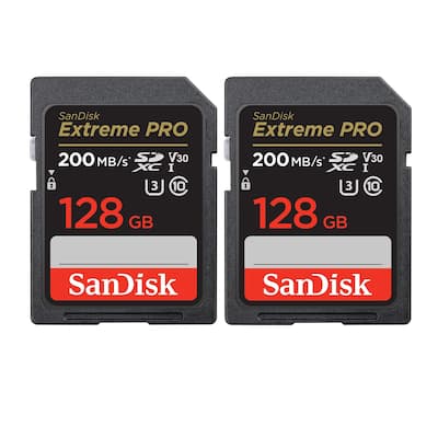 SanDisk 128GB Extreme PRO 200MB/s SDXC UHS I Memory Card (2 pack