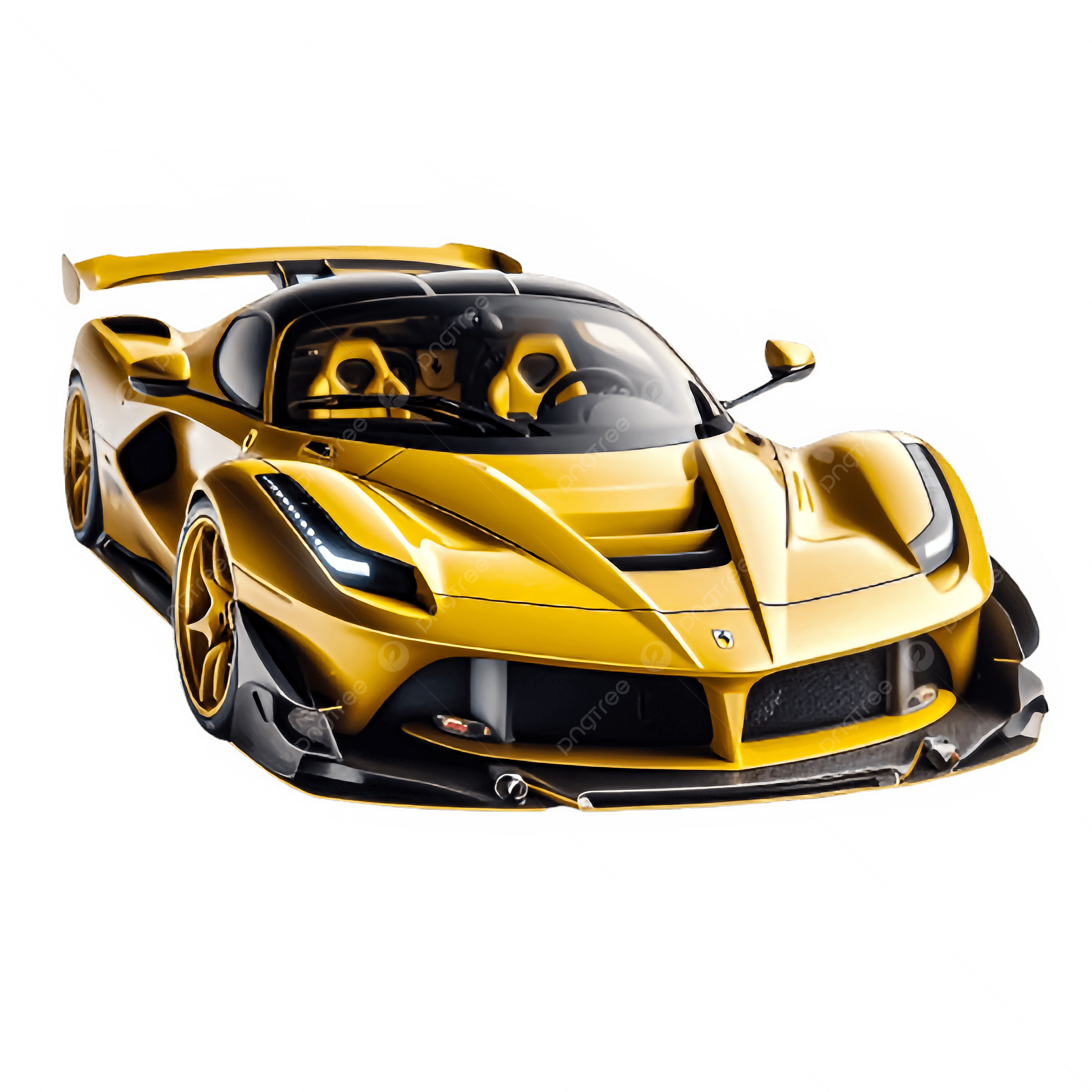 黄色のフェラーリsf90ストラダーレイラスト素材透過、PNGフリー画像
