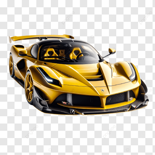黄色のフェラーリsf90ストラダーレイラスト素材透過、PNGフリー画像