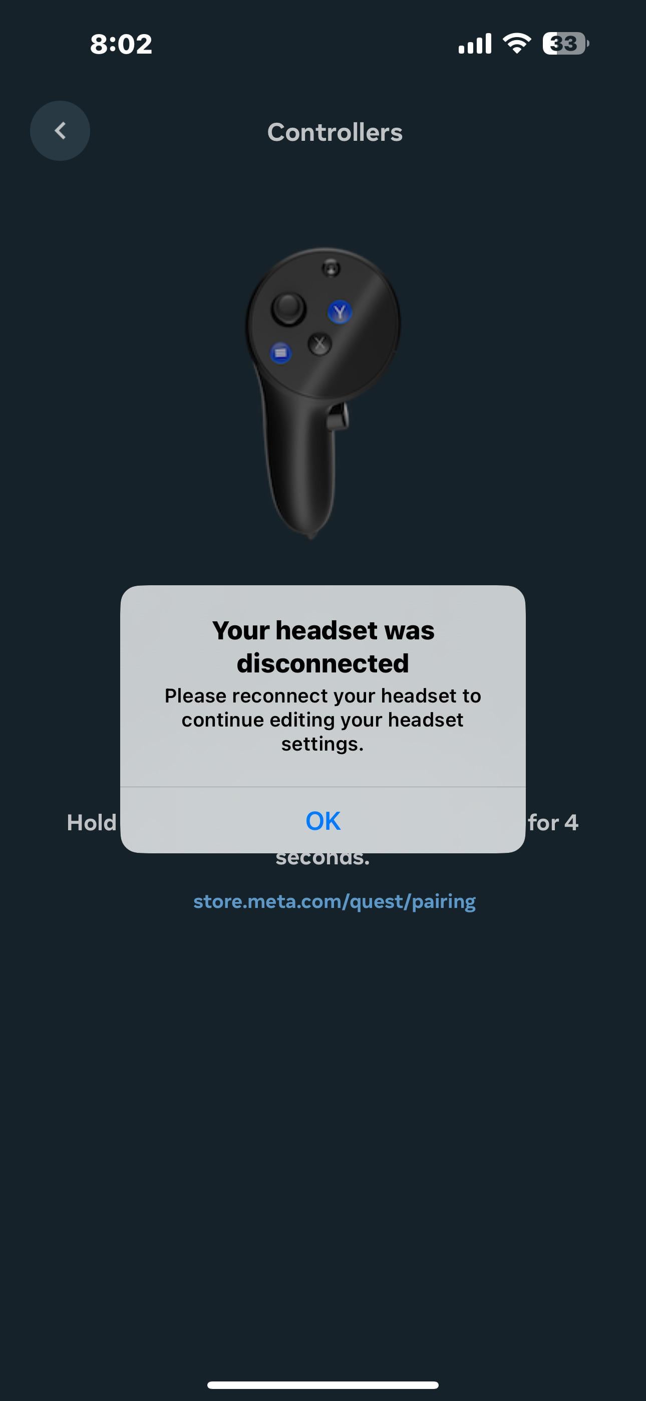 アップデート後、Quest Proの左コントローラーがペアリングできない