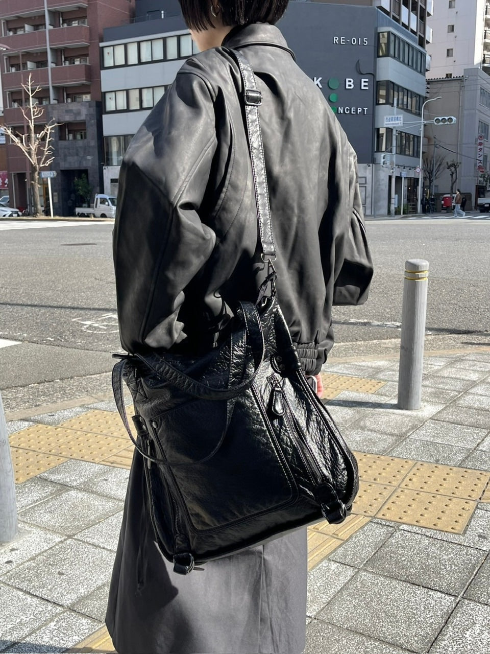 受注制【Chikashitsu +】antique like eco leather tote bag