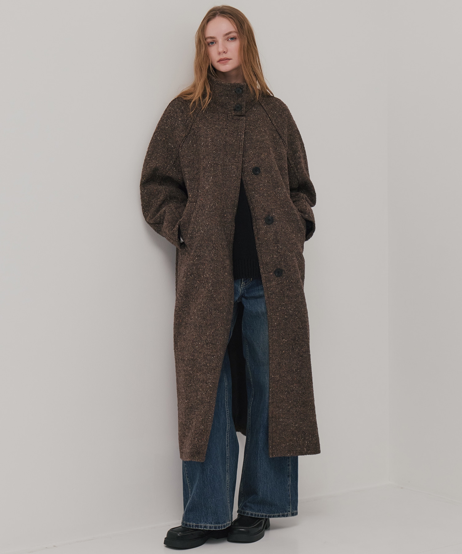 ツイードスタンドカラーコート(1 BROWN): : ウィメンズ｜PUBLIC TOKYO