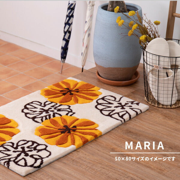 洗える玄関マット 約70×120cm マット 花柄 アクセントマット 室内 屋内